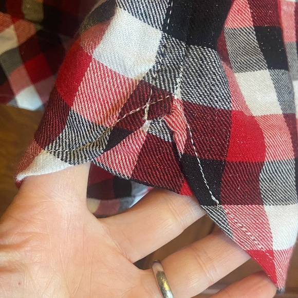 Talbots Red, White and Black Checkered Shirt Size Medium - Picture 4 of 7